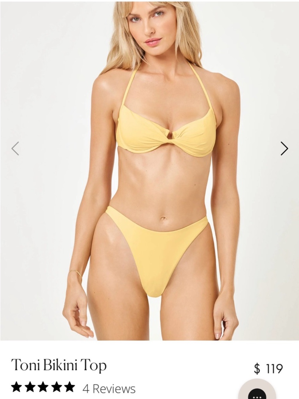 L*space Twist-Front Bikini in Yellow (nwt)